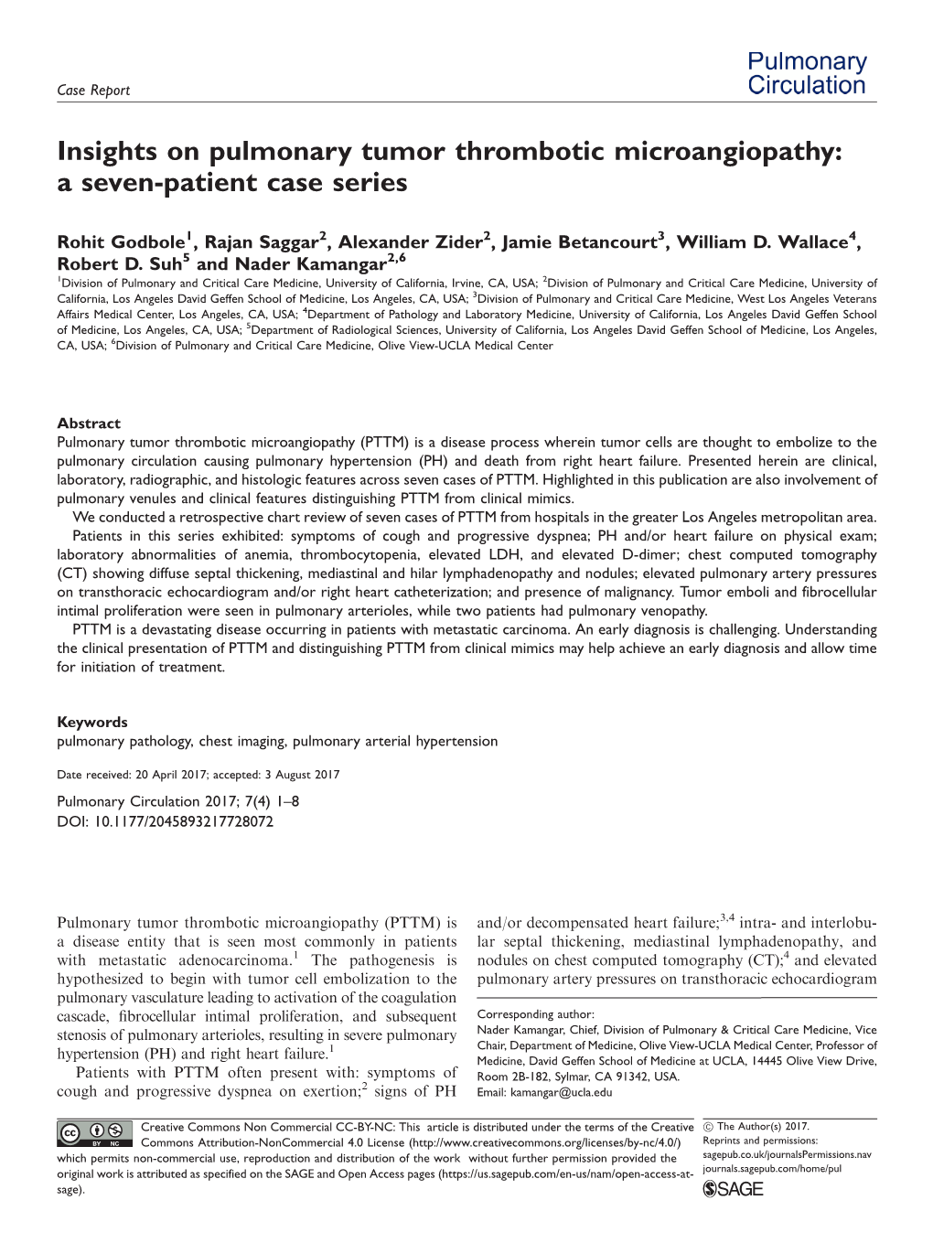 Insights on Pulmonary Tumor Thrombotic Microangiopathy: a Seven-Patient Case Series