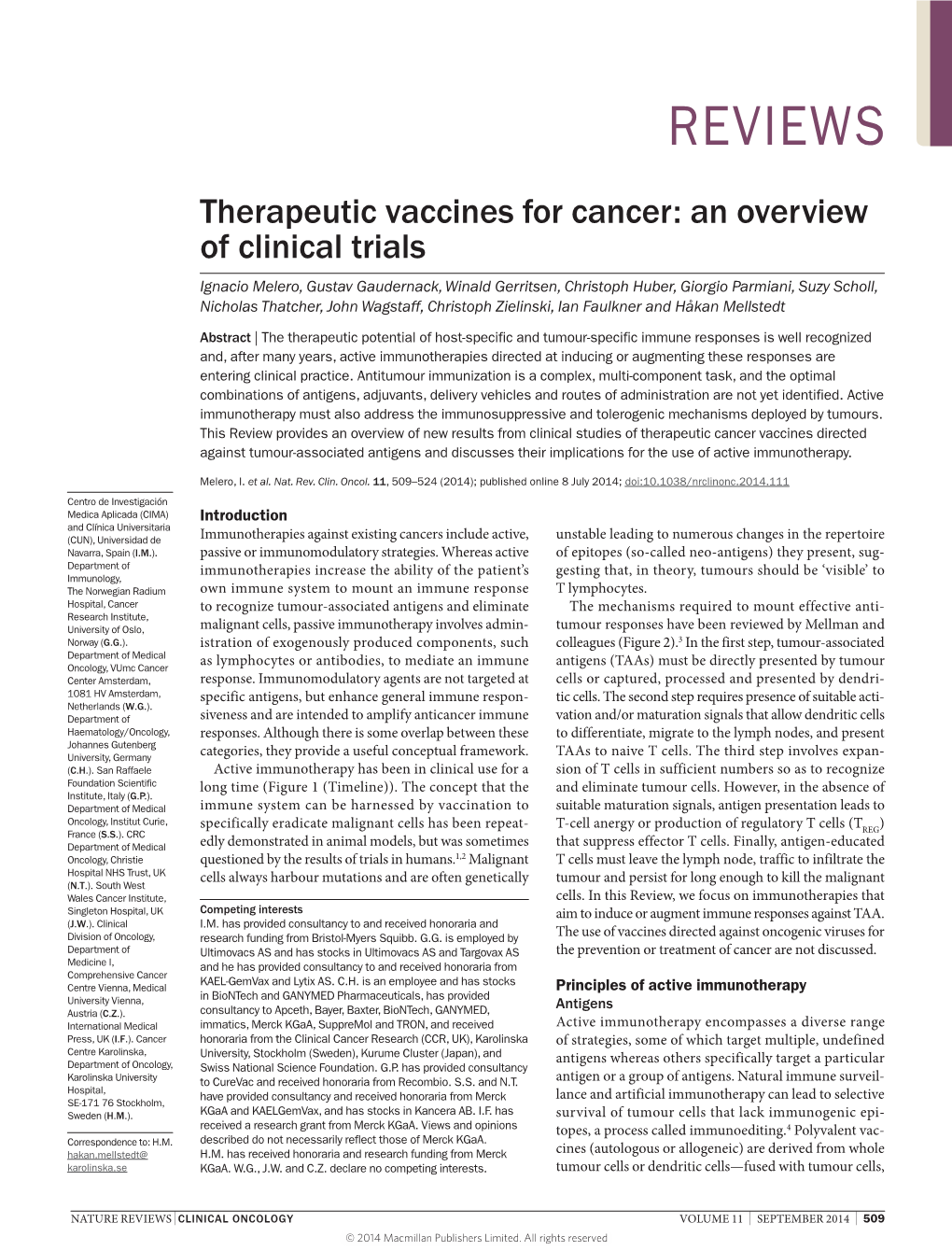 Therapeutic Vaccines for Cancer: an Overview of Clinical Trials