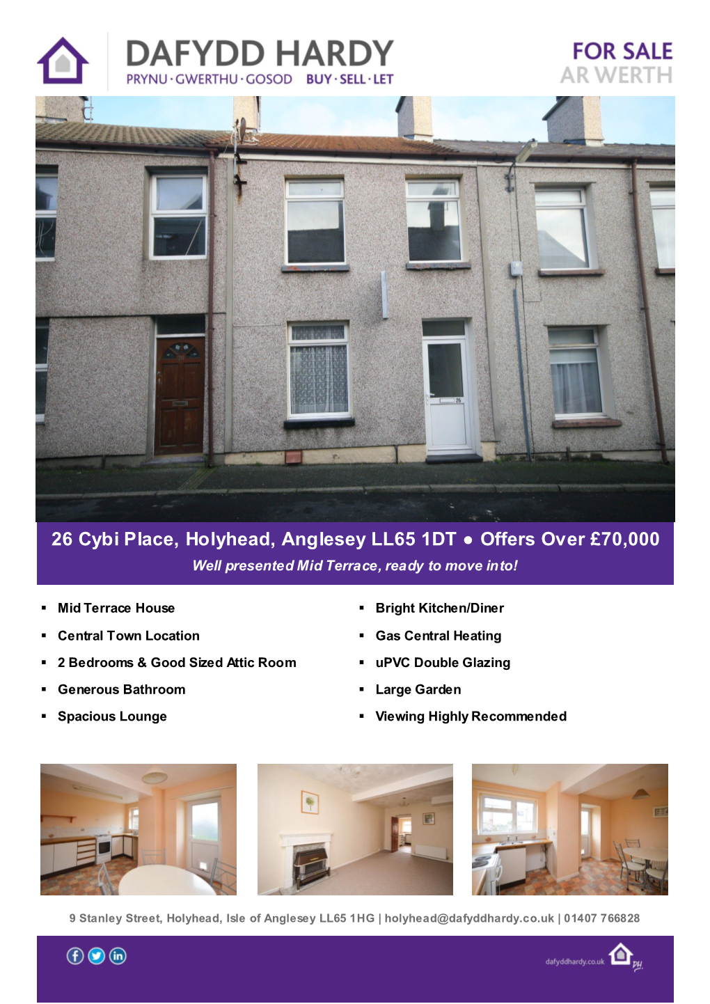 26 Cybi Place, Holyhead, Anglesey LL65 1DT Offers Over £70,000