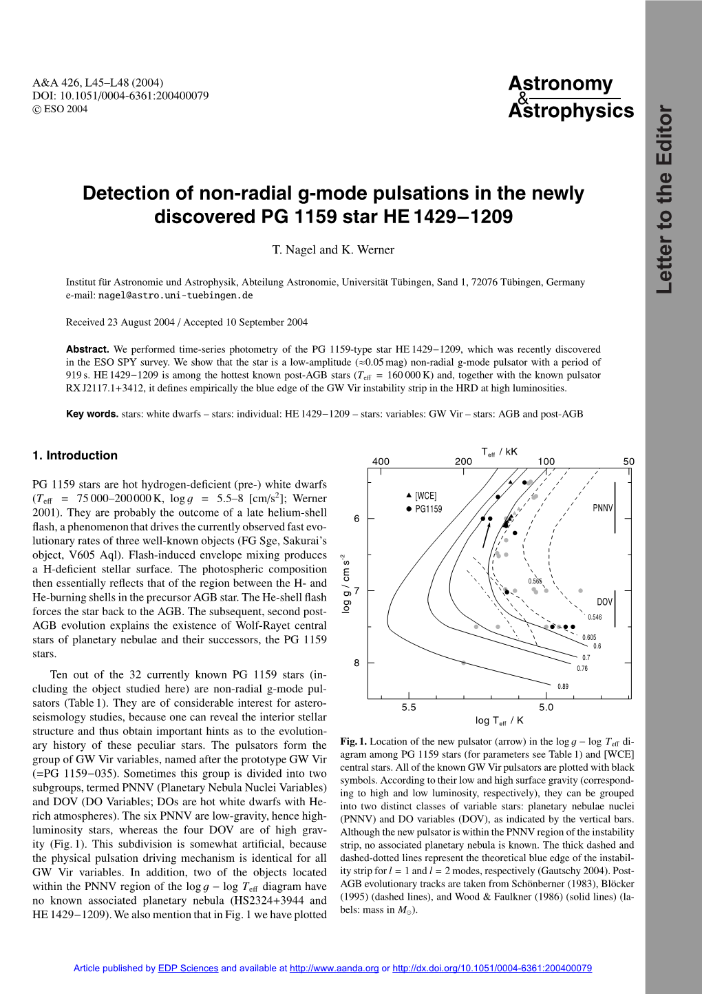 Detection of Non-Radial G-Mode Pulsations in the Newly Discovered PG 1159 Star HE 1429−1209