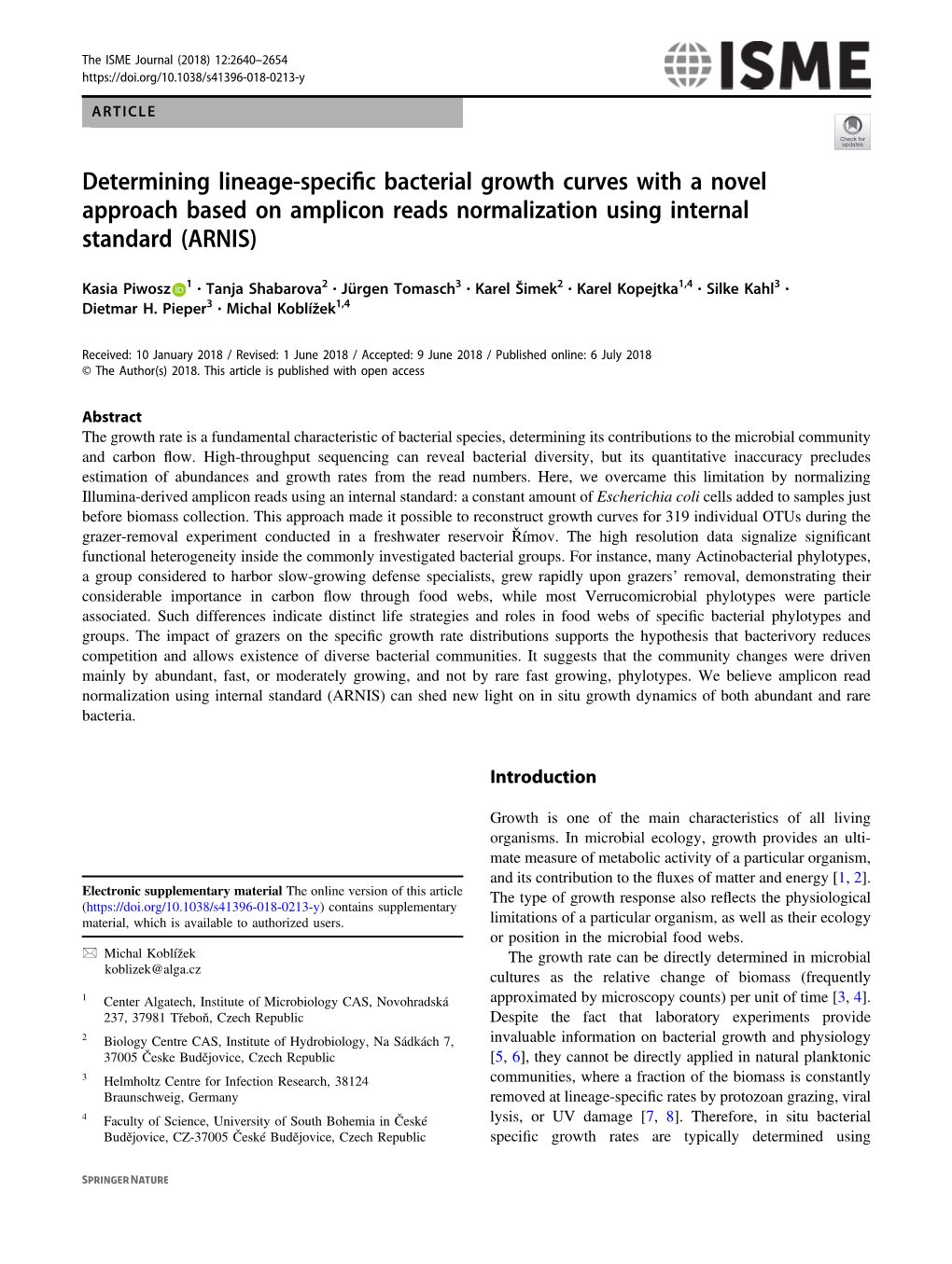 Determining Lineage-Specific Bacterial Growth Curves with a Novel