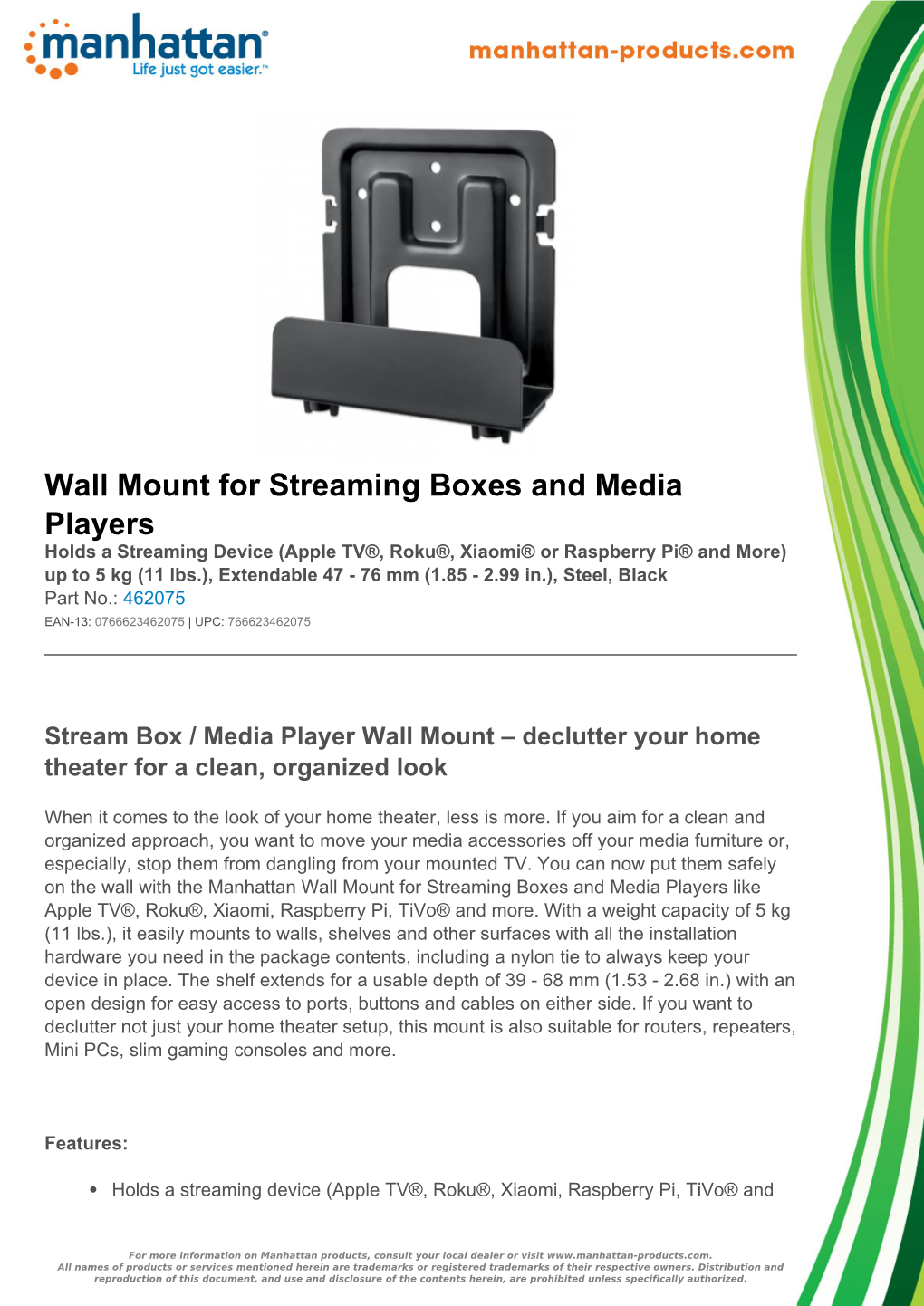Wall Mount for Streaming Boxes and Media Players