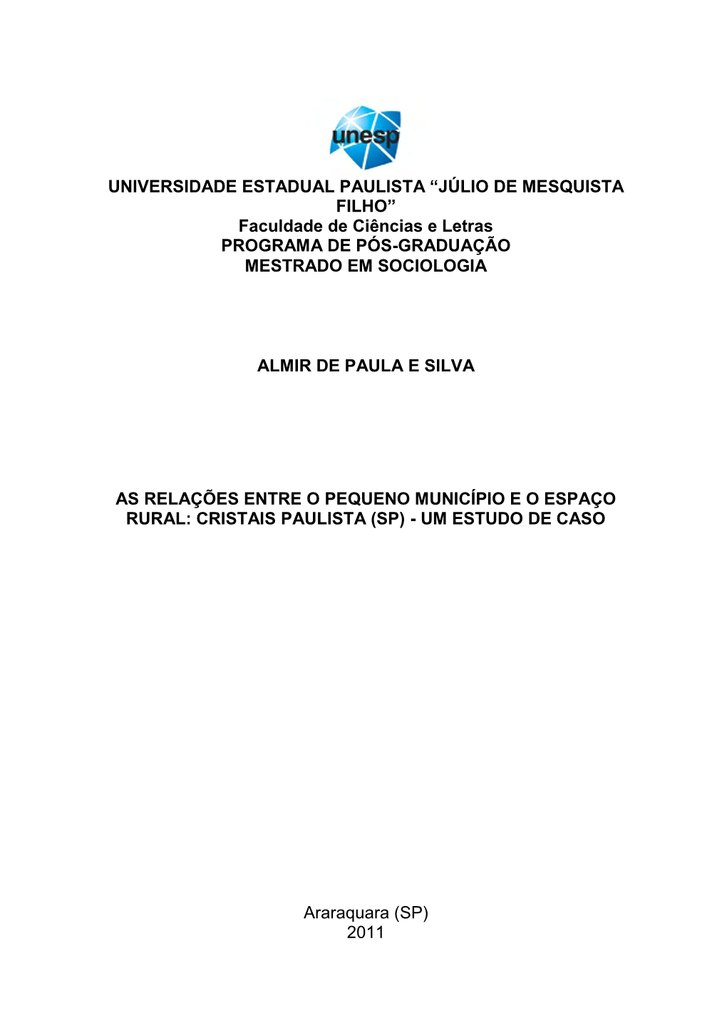 Cristais Paulista (Sp) - Um Estudo De Caso