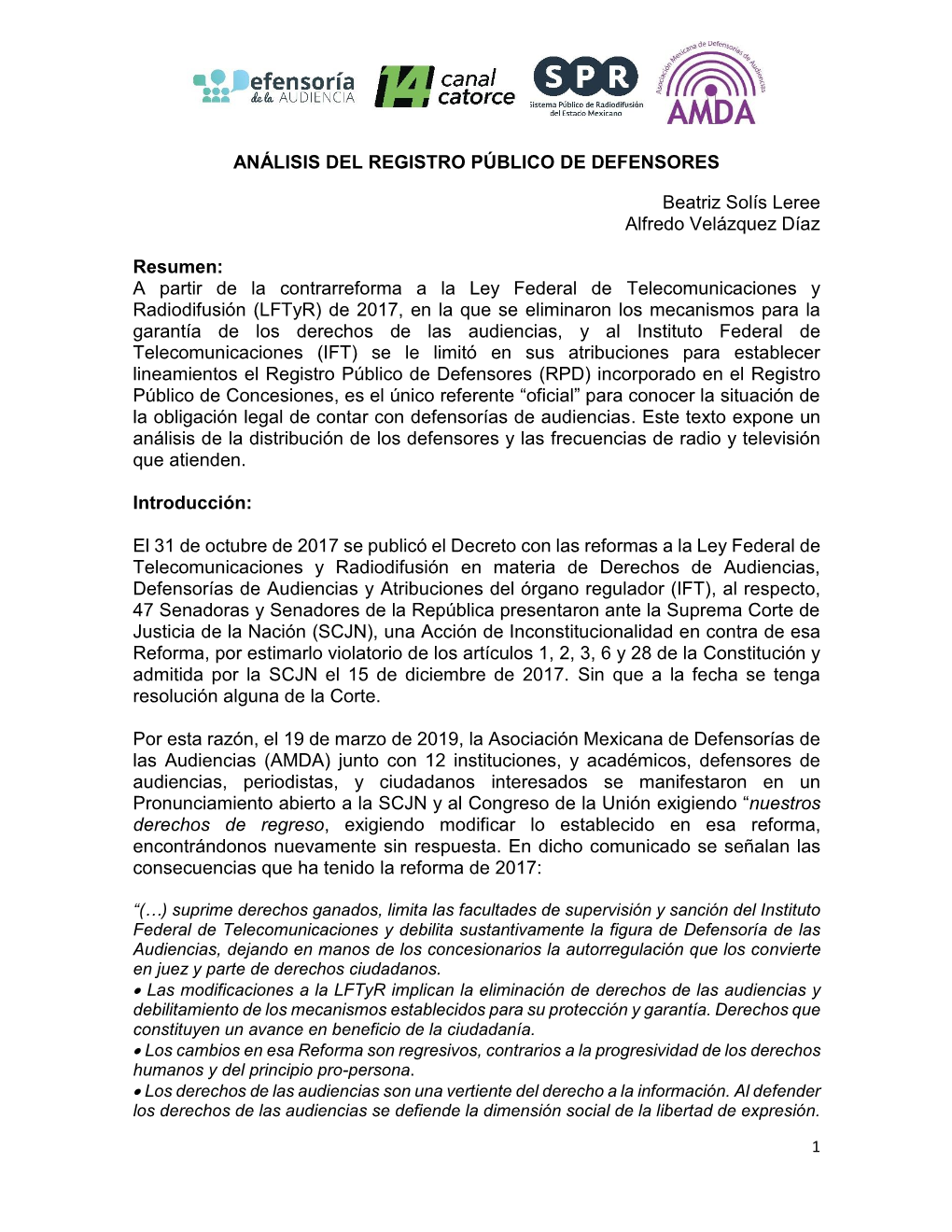 Análisis Del Registro Público De Defensores