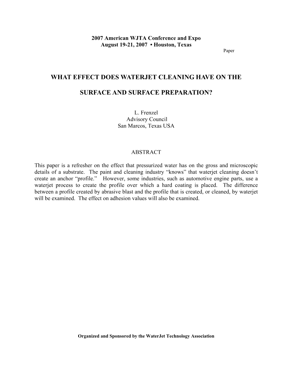 What Effect Does Waterjet Cleaning Have on the Surface And