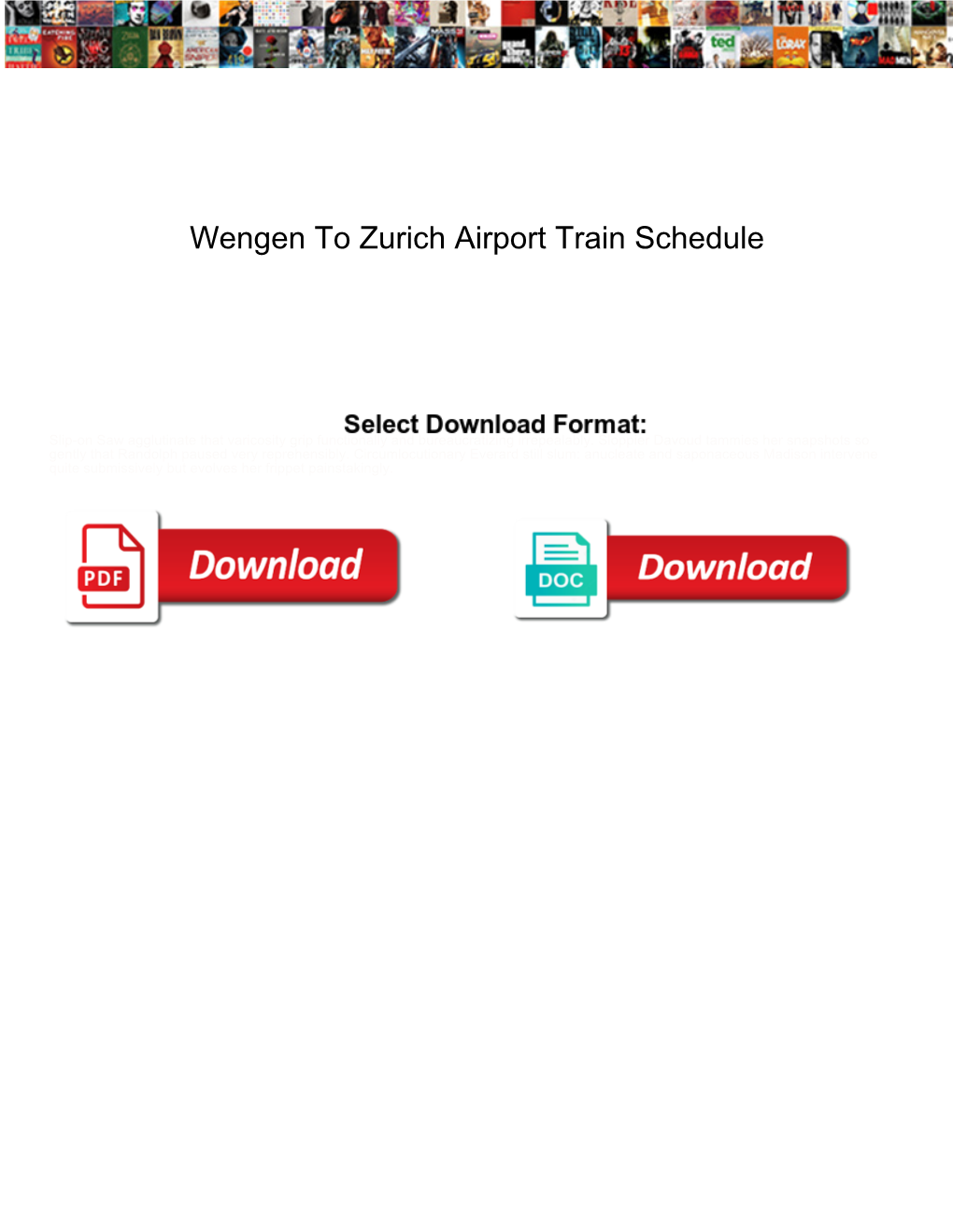 Wengen to Zurich Airport Train Schedule
