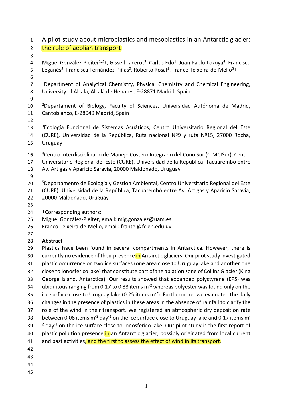 A Pilot Study About Microplastics and Mesoplastics In