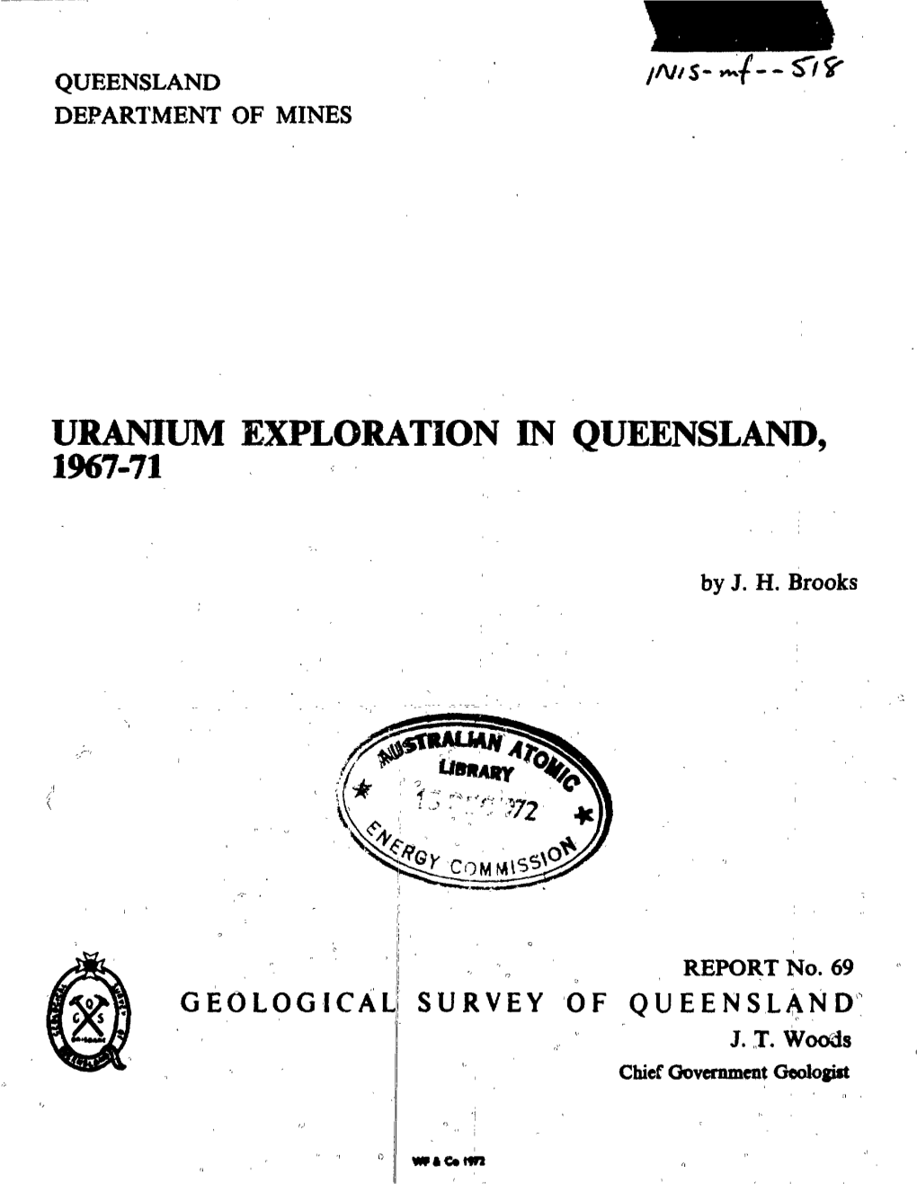 Uranium Exploration in Queensland, 1967-71