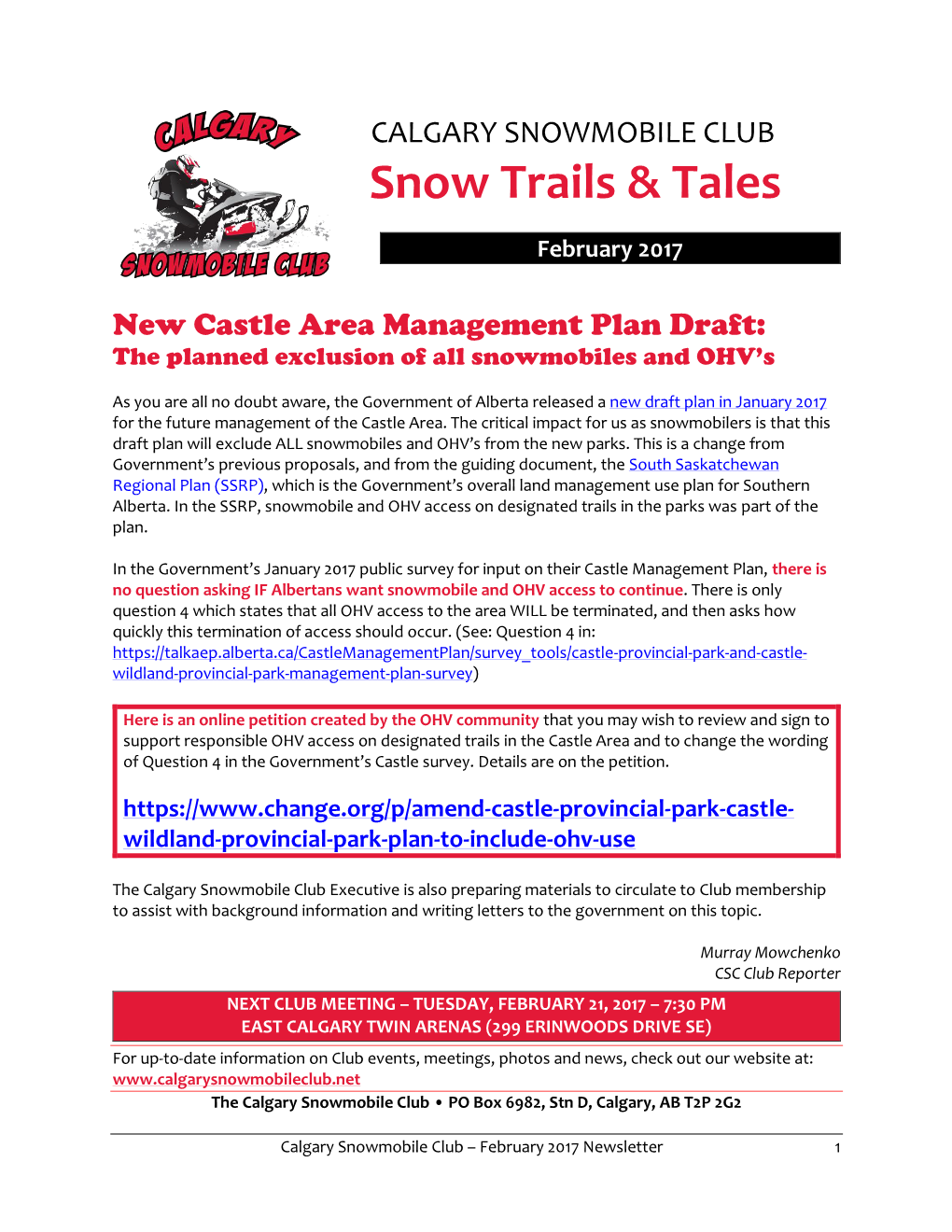 Snow Trails & Tales February 2017