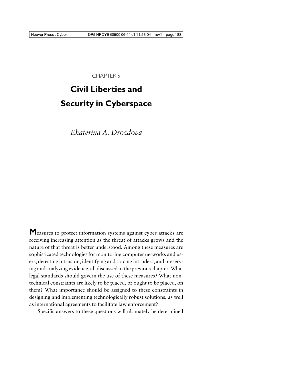 Civil Liberties and Security in Cyberspace