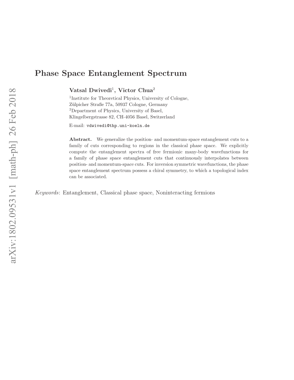 Phase Space Entanglement Spectrum 2