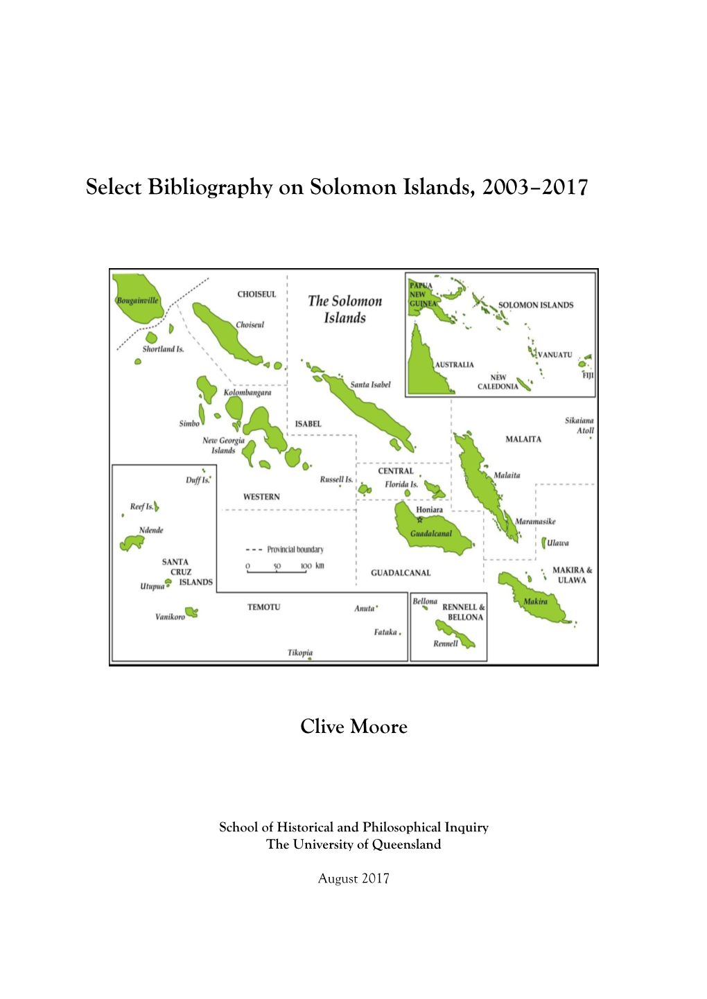 Select Bibliography on Solomon Islands, 2003–2017