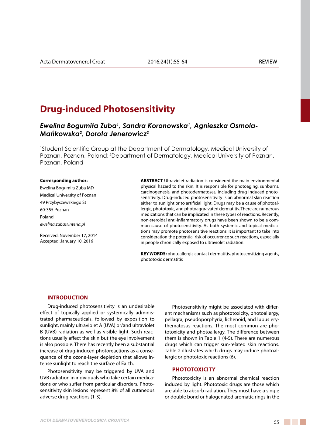 Drug-Induced Photosensitivity