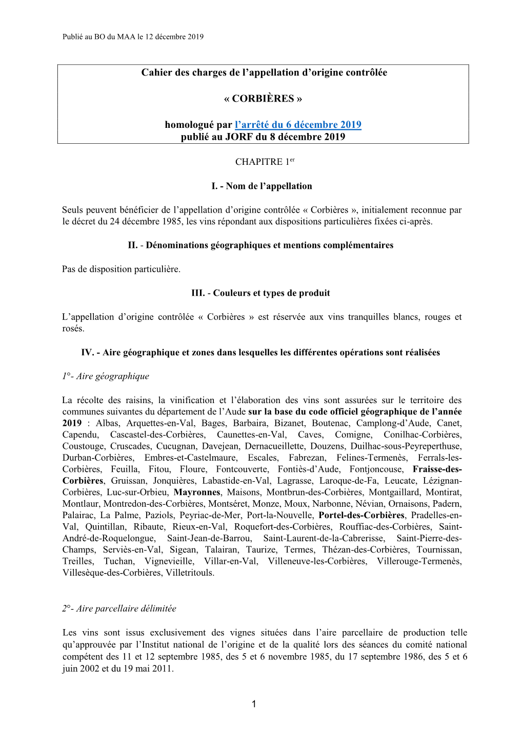 Cahier Des Charges De L'appellation D'origine Contrôlée