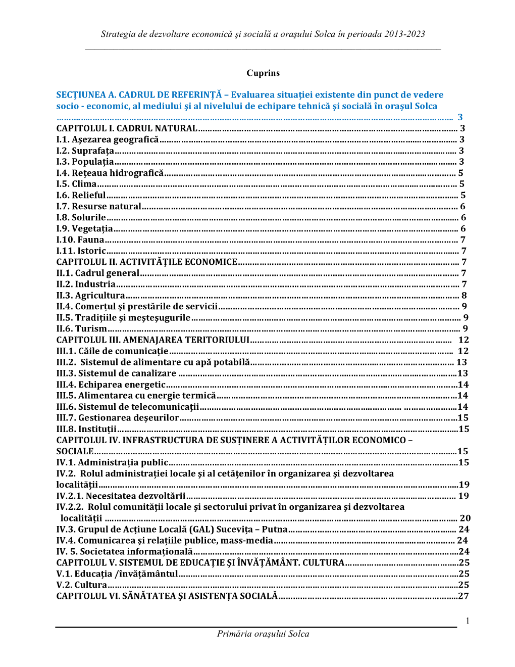 Strategia De Dezvoltare Economică Şi Socială a Oraşului Solca În Perioada 2013-2023 ______