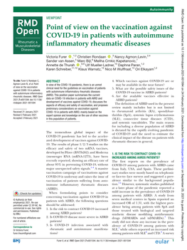 Point of View on the Vaccination Against COVID-19 in Patients with Autoimmune Inflammatory Rheumatic Diseases