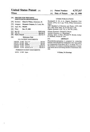 United States Patent (19) 11 Patent Number: 4,737,317 Wilson (45) Date of Patent: Apr