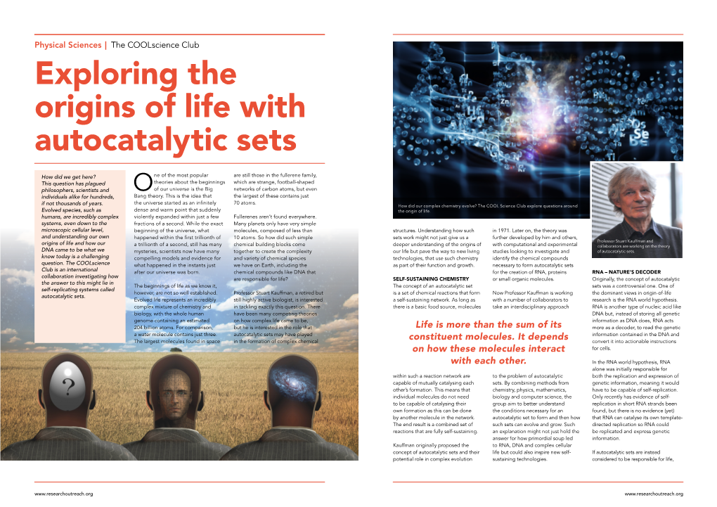 Exploring the Origins of Life with Autocatalytic Sets