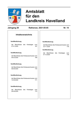 Amtsblatt Für Den Landkreis Havelland Seite 167