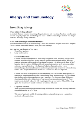 Insect Sting Allergy