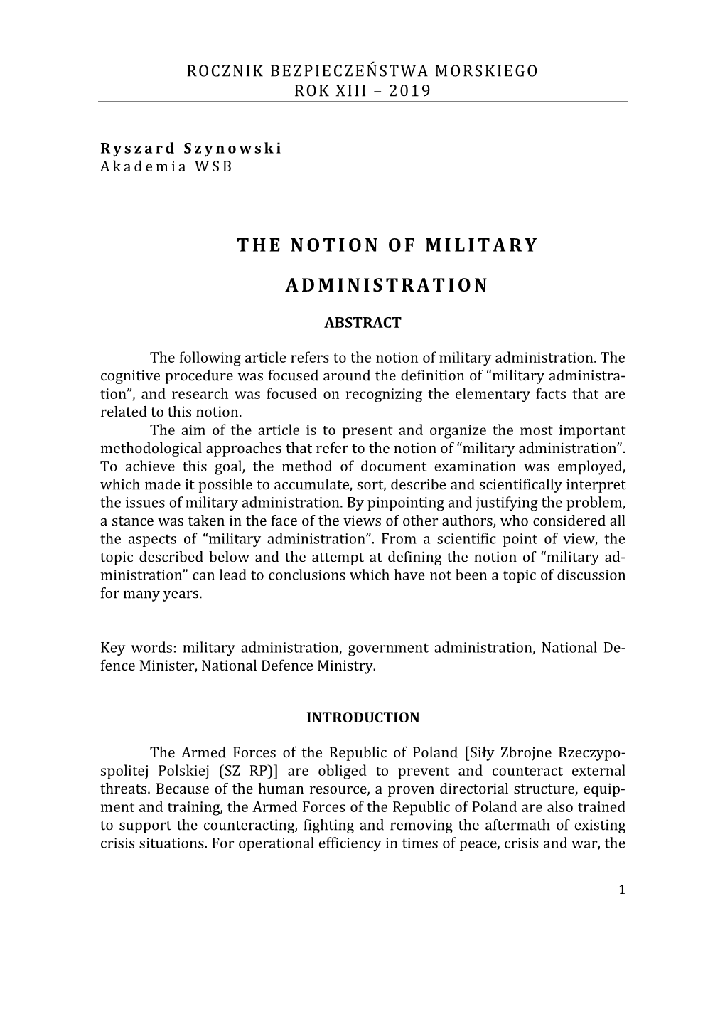 The Notion of Military Administration