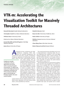 VTK-M: Accelerating the Visualization Toolkit for Massively Threaded Architectures