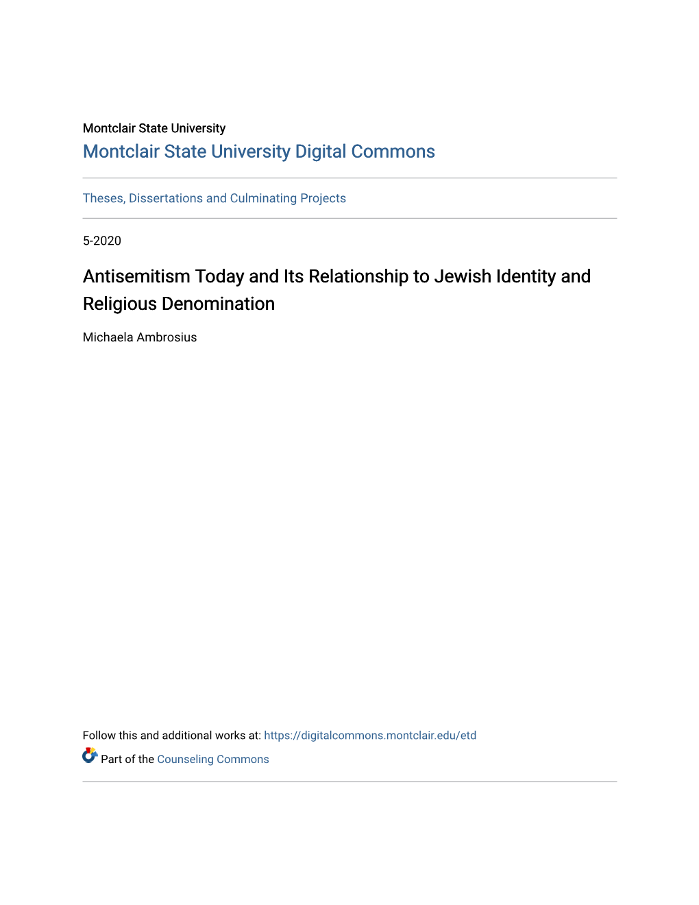 Antisemitism Today and Its Relationship to Jewish Identity and Religious Denomination