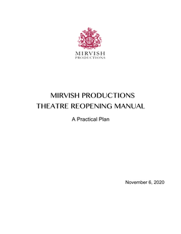 Mirvish Productions Theatre Reopening Manual