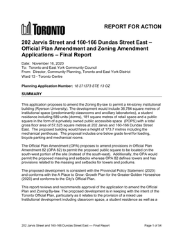 202 Jarvis Street and 160-166 Dundas Street East – Official Plan Amendment and Zoning Amendment Applications – Final Report