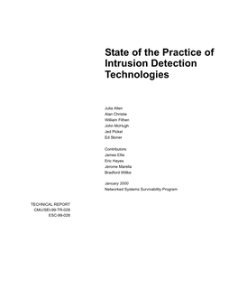 State of the Practice of Intrusion Detection Technologies