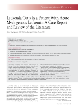 Leukemia Cutis in a Patient with Acute Myelogenous Leukemia: a Case Report and Review of the Literature