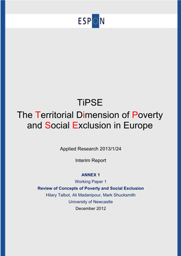 Tipse the Territorial Dimension of Poverty and Social Exclusion in Europe