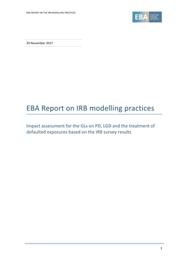 EBA Report on IRB Modelling Practices