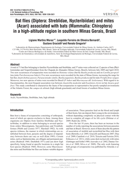 And Mites (Acari) Associated with Bats (Mammalia: Chiroptera) in a High-Altitude Region in Southern Minas Gerais, Brazil