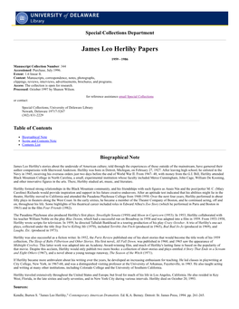 James Leo Herlihy Papers