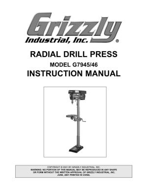 Radial Drill Press Instruction Manual
