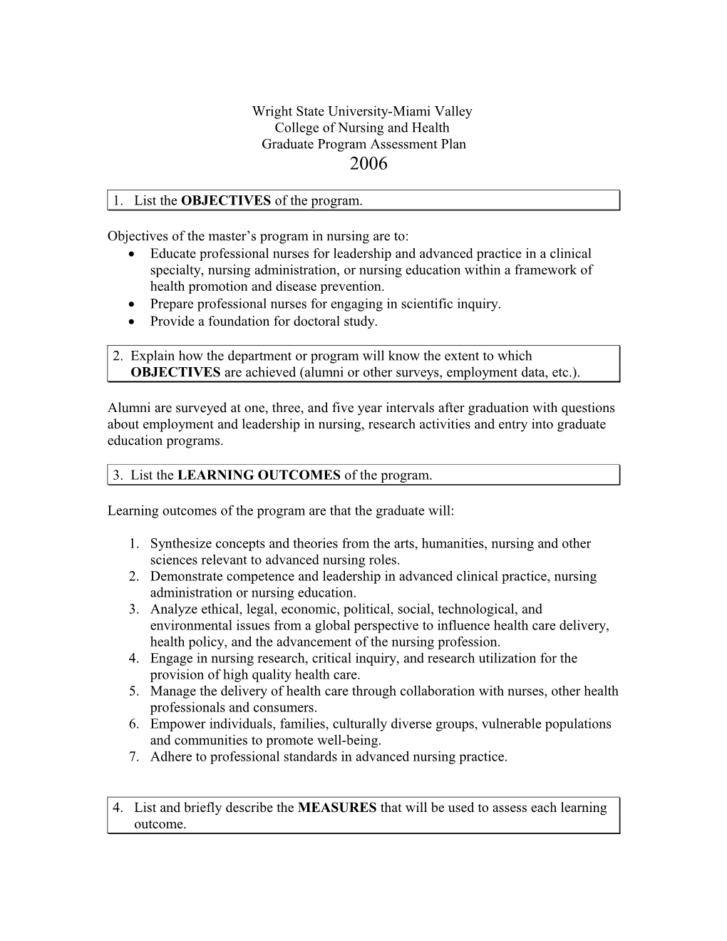 Template for Program Assessment Plans