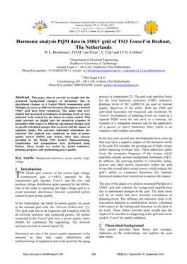 Harmonic Analysis PQM Data in 150Kv Grid of TSO Tennet in Brabant, the Netherlands W.L