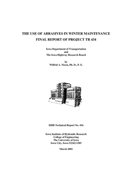 The Use of Abrasives in Winter Maintenance Final Report of Project Tr 434