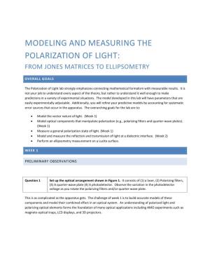 Modeling and Measuring the Polarization of Light: from Jones Matrices to Ellipsometry