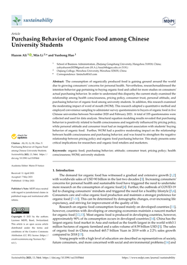 Purchasing Behavior of Organic Food Among Chinese University Students