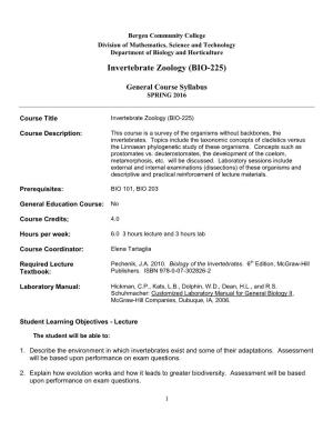 Invertebrate Zoology (BIO-225)