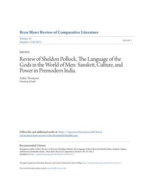 Review of Sheldon Pollock, the Language of the Gods in the World of Men: Sanskrit, Culture, and Power in Premodern India