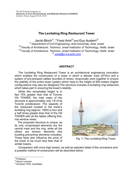 The Levitating Ring Restaurant Tower Jaacov Bloch, Yossi Amir*, Guy Austern