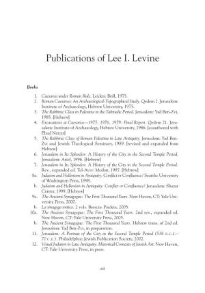 Publications of Lee I. Levine