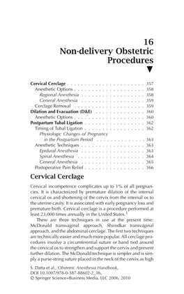 16 Non-Delivery Obstetric Procedures 