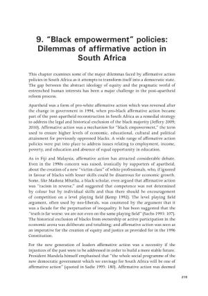 9. “Black Empowerment” Policies: Dilemmas of Affirmative Action in South Africa