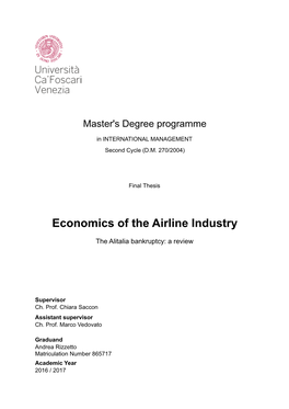 Economics of the Airline Industry
