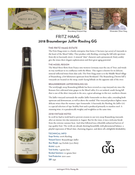 FRITZ HAAG 2018 Brauneberger Juffer Riesling GG