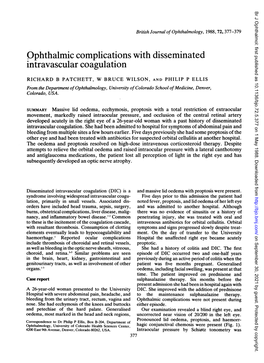 Ophthalmic Complications with Disseminated Intravascular Coagulation